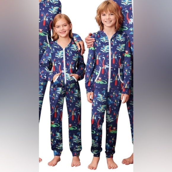 Ekouaer Kids Christmas Onesie Hooded One Piece Pajamas Zipper w/ Pockets NEW/NWT - Picture 2 of 6